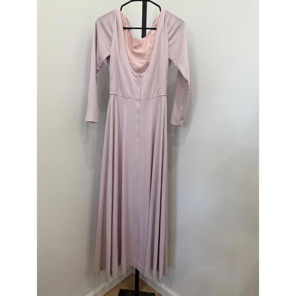 Vintage Lilli Diamond of CA Long Sleeve Pink Maxi Dress with Draped Back Detail - Picture 7 of 12